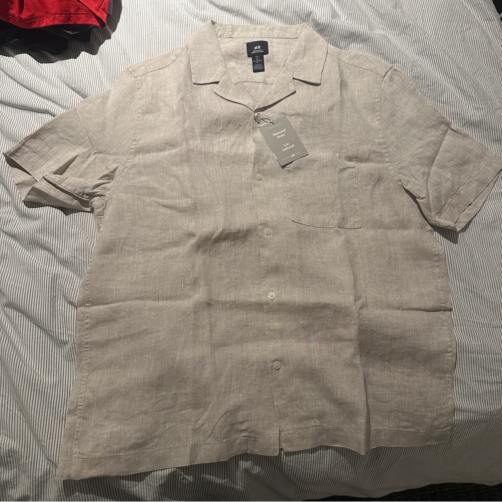 100% linen button down